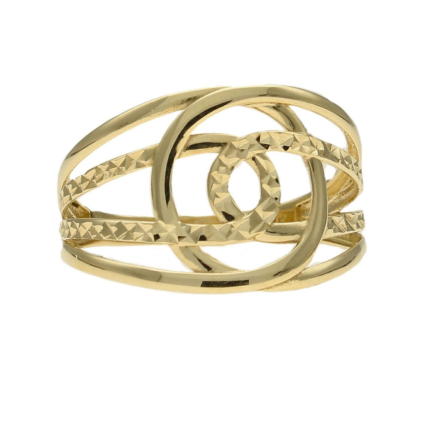 Złoty pierścionek szeroka obrączka z modnym wzorem PI 5704 (1).jpg